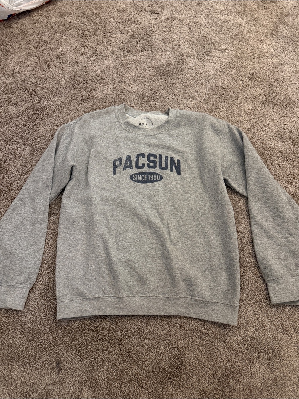 PacSun Gray Crewneck Sweatshirt with Navy Logo